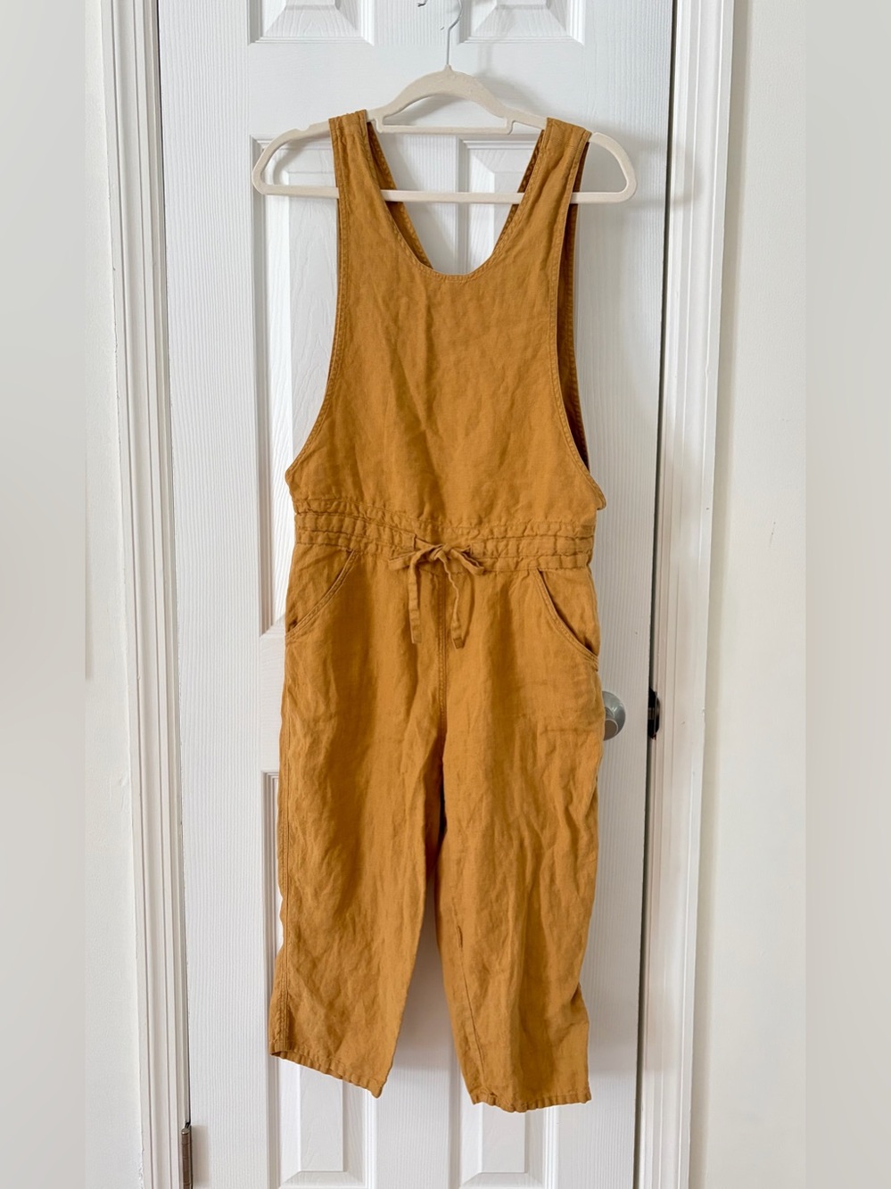 Not Perfect Linen Mustard Yellow FARMERS MARKET Loose Linen Jumpsuit XS